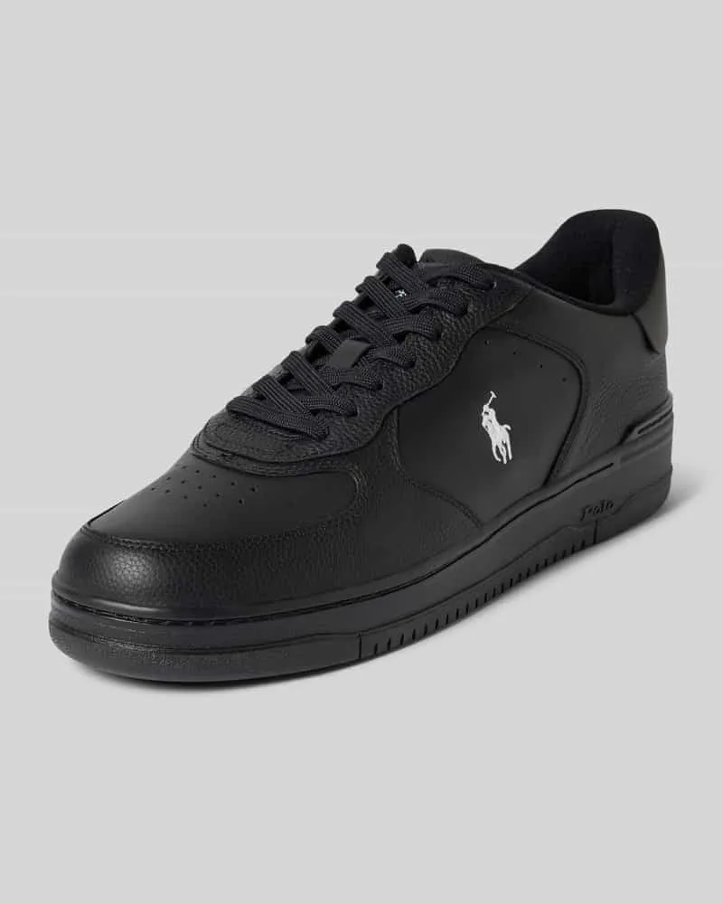 Ralph Lauren Ledersneaker mit Logo-Stitching Modell 'MASTERS Black