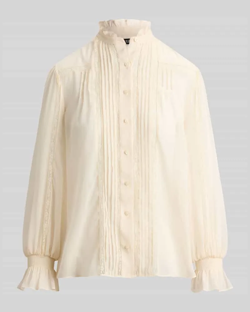 Ralph Lauren Regular Fit Langarmbluse mit Spitzenbesatz Sand