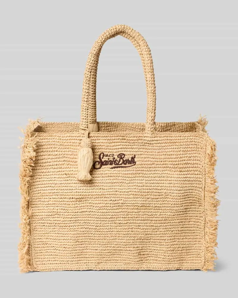 MC2 Saint Barth Shopper mit Label-Stitching Modell 'VANITY RAFFIA FRINGES Sand
