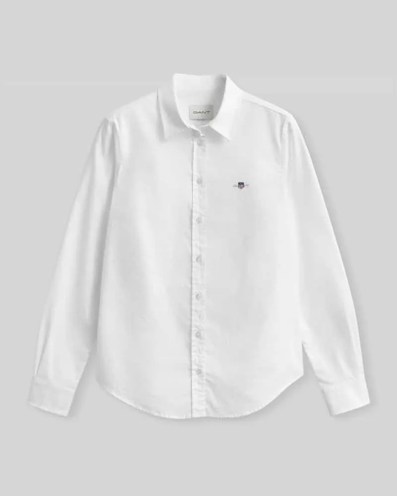 Gant Slim Fit Hemdbluse mit Logo-Stitching Weiss