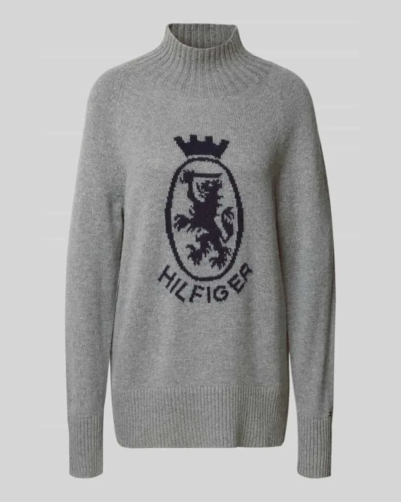 Tommy Hilfiger Regular Fit Strickpullover aus Woll-Baumwoll-Mix Hellgrau