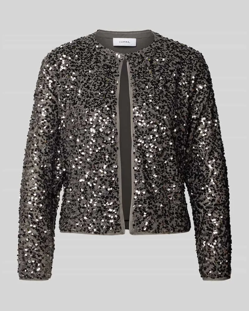 COMMA Blazer mit Pailletten und Rundhalsausschnitt Modell 'EXPLORE Anthrazit