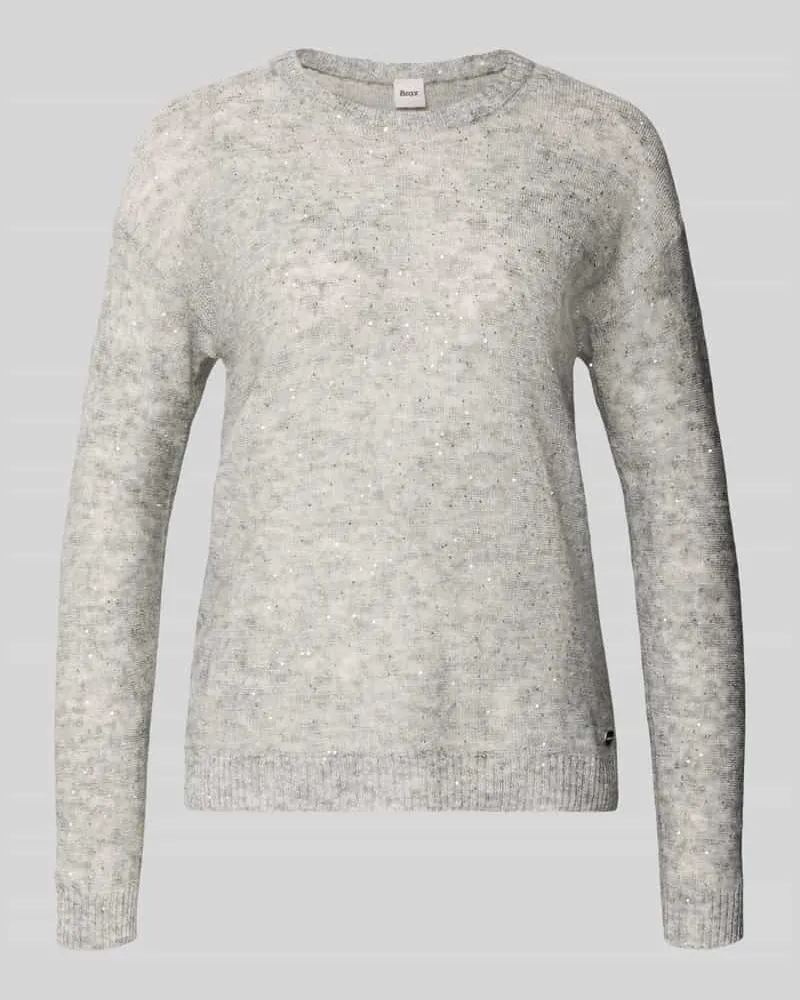 Brax Strickpullover aus Woll-Mix mit Pailletten Modell 'Lesley Mittelgrau