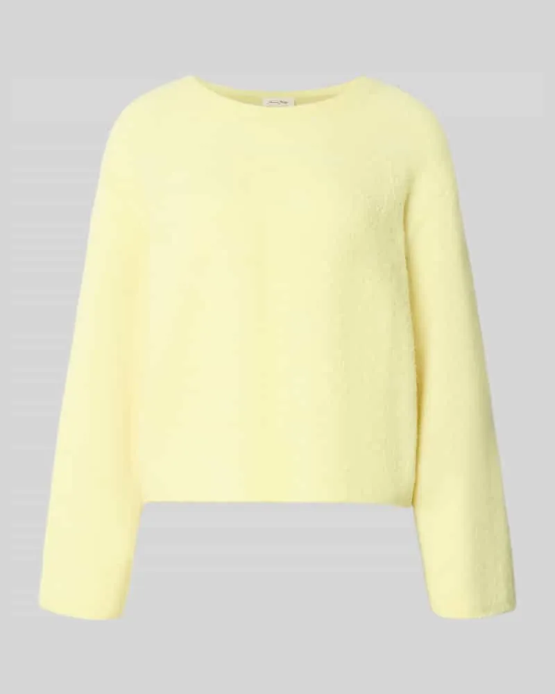 American Vintage Strickpullover aus Alpaka-Leinen-Mix Modell 'VITOW Hellgelb