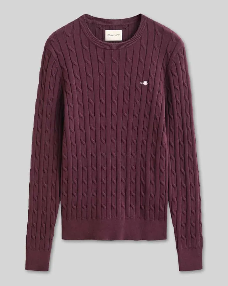 Gant Regular Fit Pullover aus Baumwoll-Mix mit Logo-Stitching Bordeaux