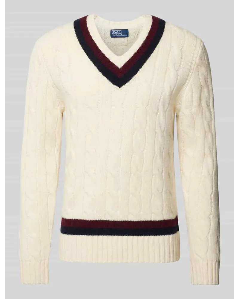 Ralph Lauren Strickpullover mit Zopfmuster Offwhite