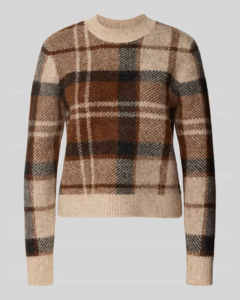 Barbour Pullover Modell 'GLENDYN' mit Rippabschlüssen Beige