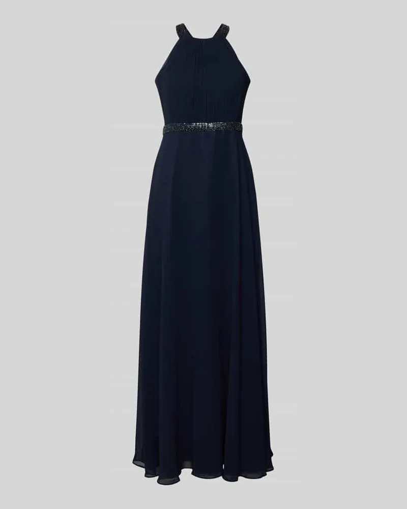 Vera Mont Abendkleid mit Ziersteinbesatz und Raffungen Marine