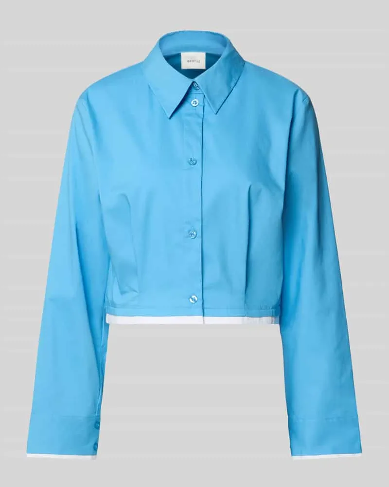 Gestuz Cropped Hemdbluse mit gelegten Falten Modell 'Zopy Hellblau