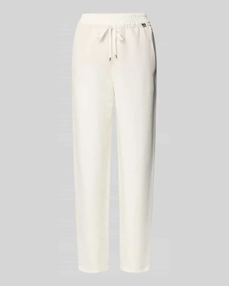 Marc Cain Tapered Fit Stoffhose aus Viskose-Leinen-Mix Weiss