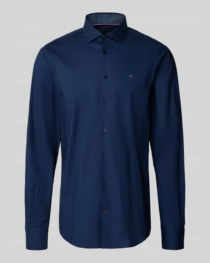 Tommy Hilfiger Slim Fit Businesshemd aus Baumwoll-Mix Bleu