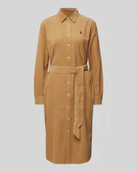 Ralph Lauren Cordkleid mit durchgehender Knopfleiste Modell 'CORY Camel