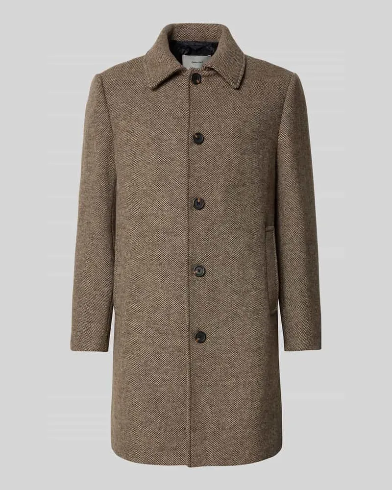 Selected Homme Regular Fit Mantel aus Woll-Mix Modell 'ARCHIVE Hellbraun