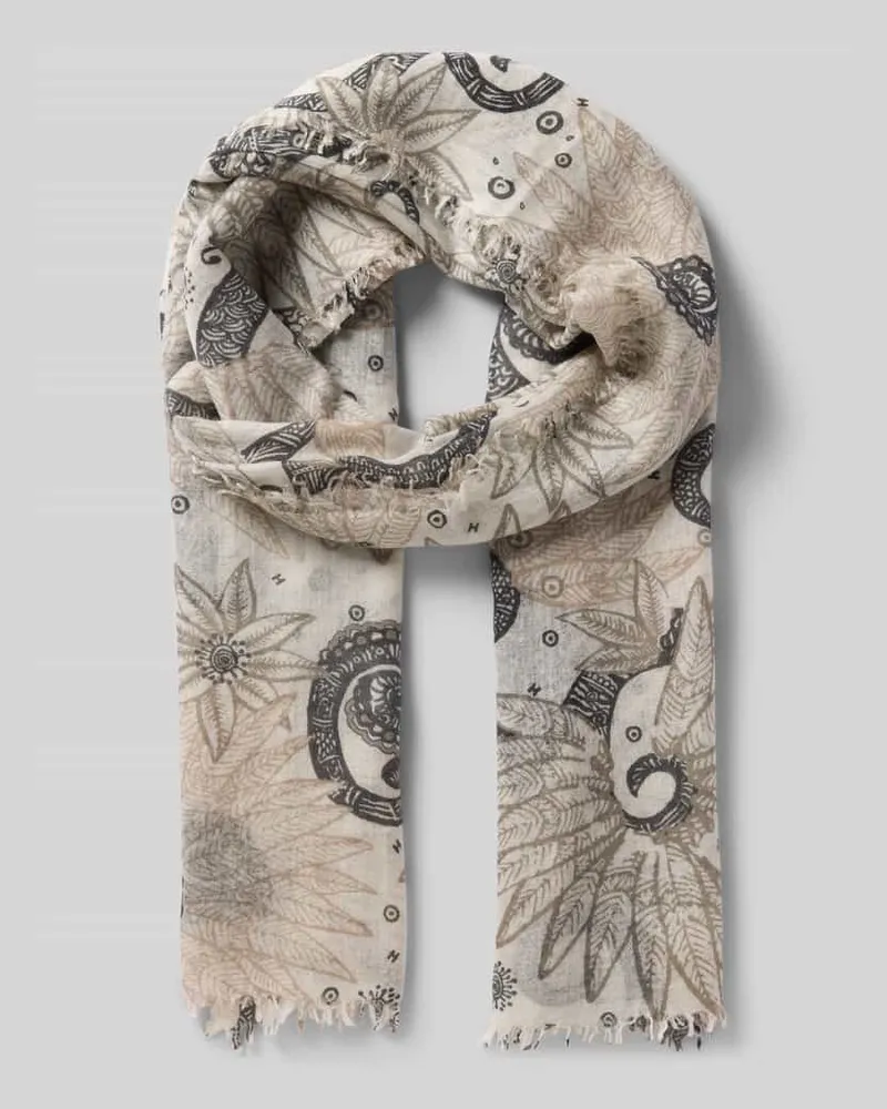 hemisphere Schal im Allover-Look mit Fransen Beige