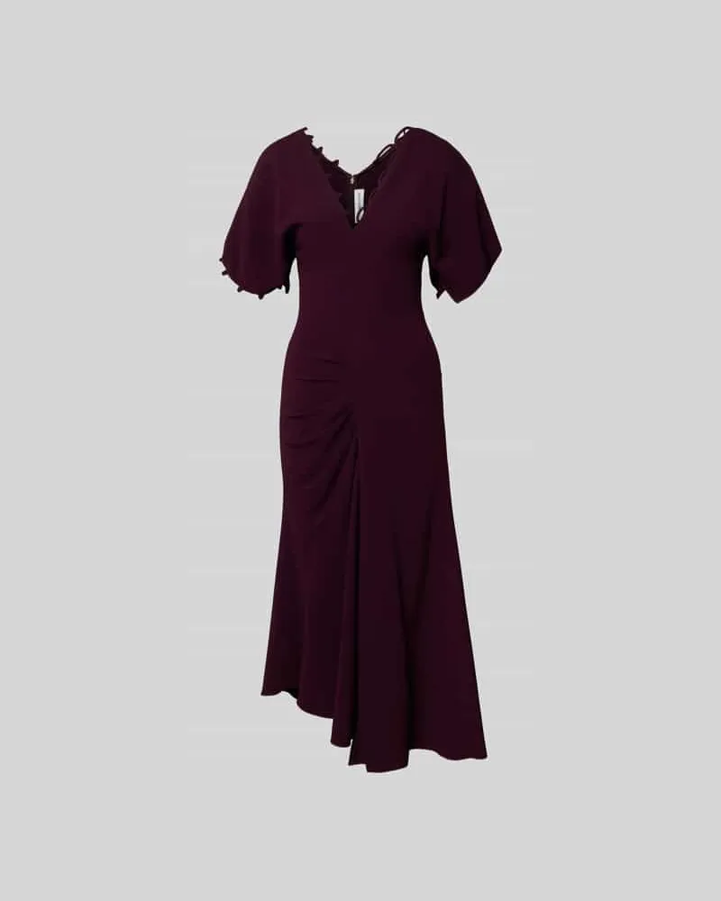 Victoria Beckham Midikleid aus Viskose-Mix Bordeaux