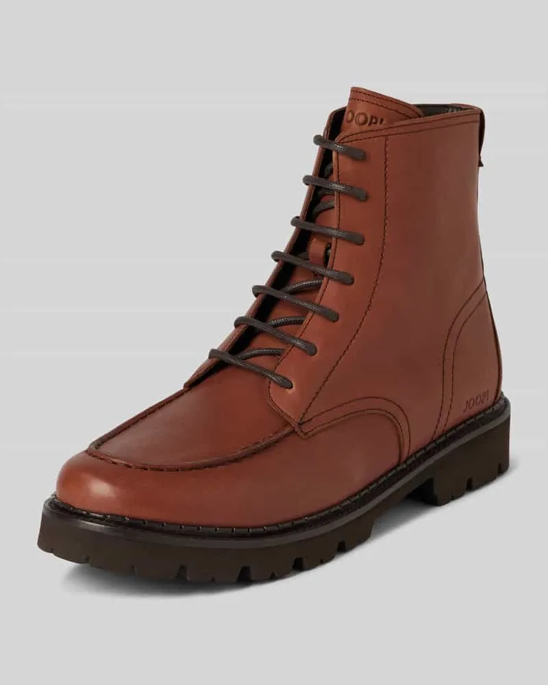 JOOP! Lederboots mit Label-Details Modell 'loreto hektor Cognac