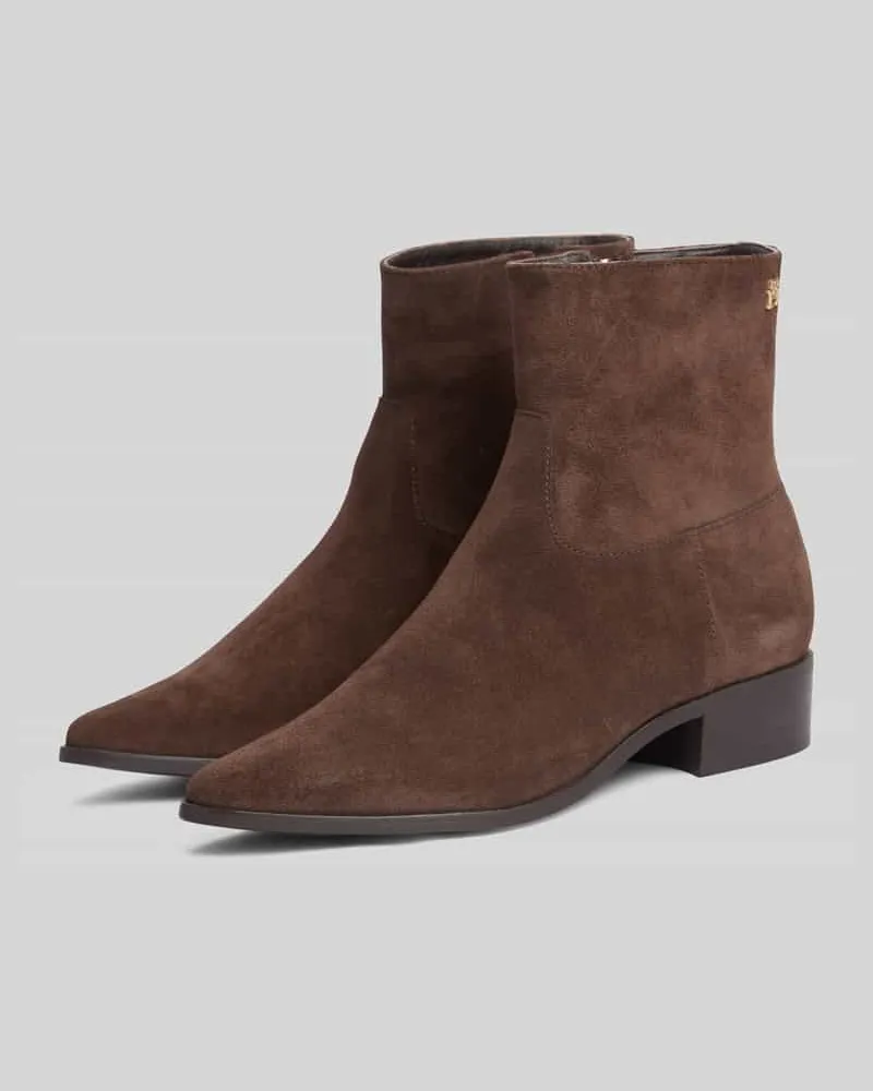 Tommy Hilfiger Stiefelette aus echtem Leder mit Logo-Detail Dunkelbraun