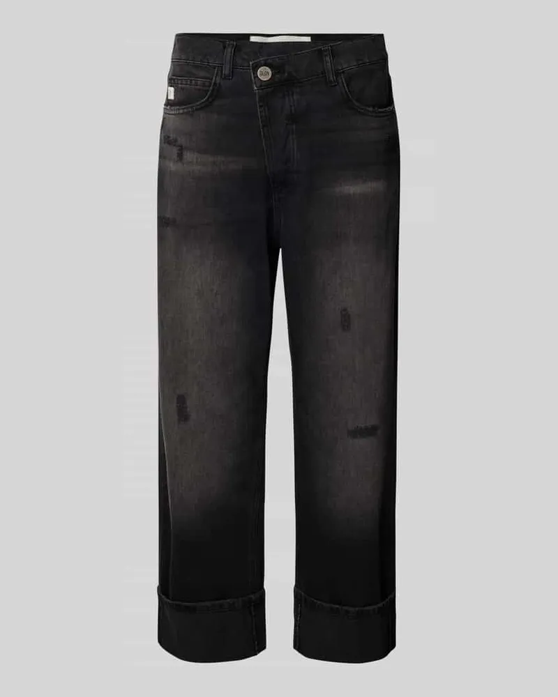 Goldgarn Straight Fit Jeans mit asymmetrischem Bund Modell 'CROSSFIT Black