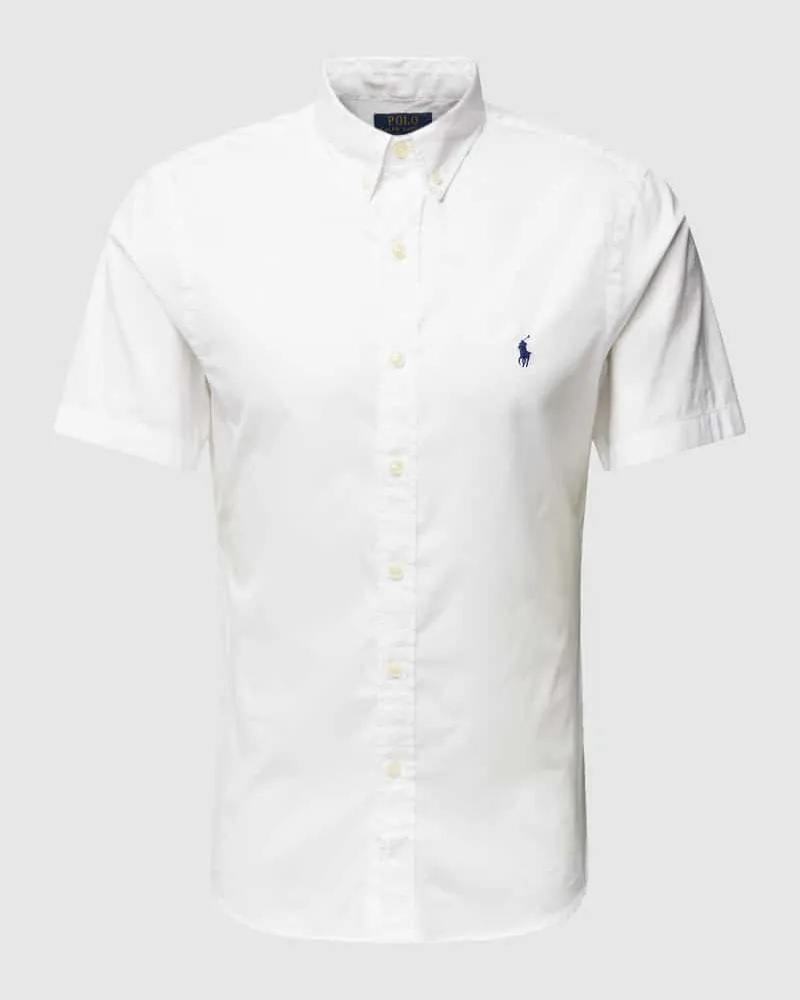 Ralph Lauren Slim Fit Freizeithemd mit 1/2-Arm Weiss