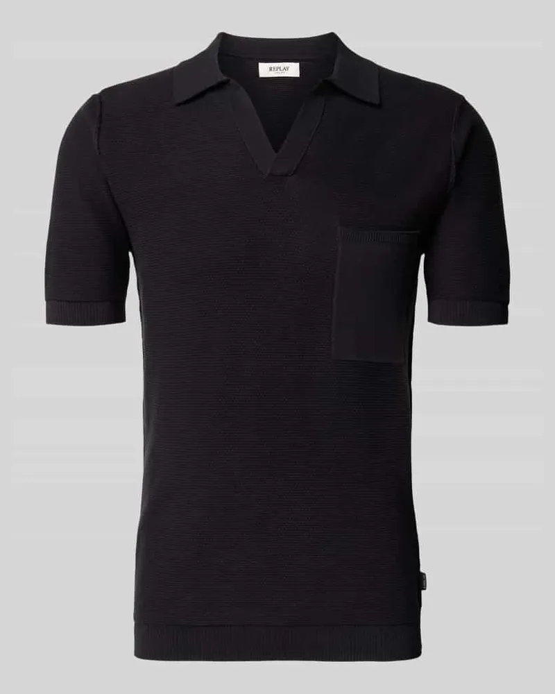 Replay Slim Fit Poloshirt in Strick-Optik Black