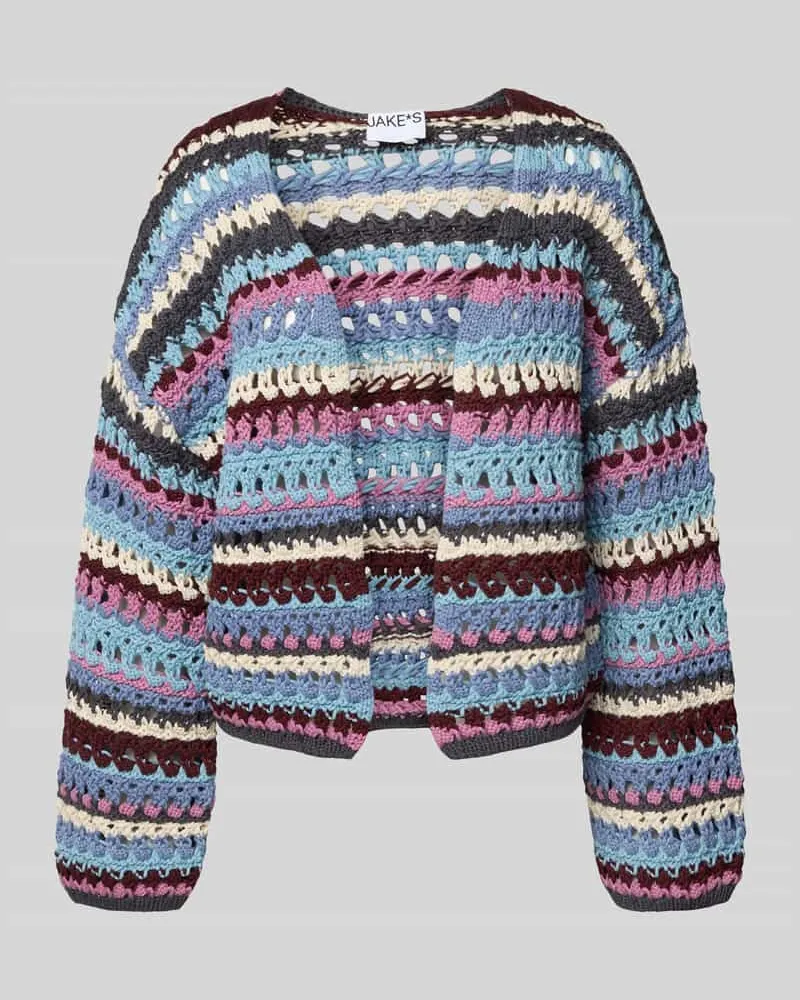 JAKE*S Strickjacke in Crochet-Optik Bleu