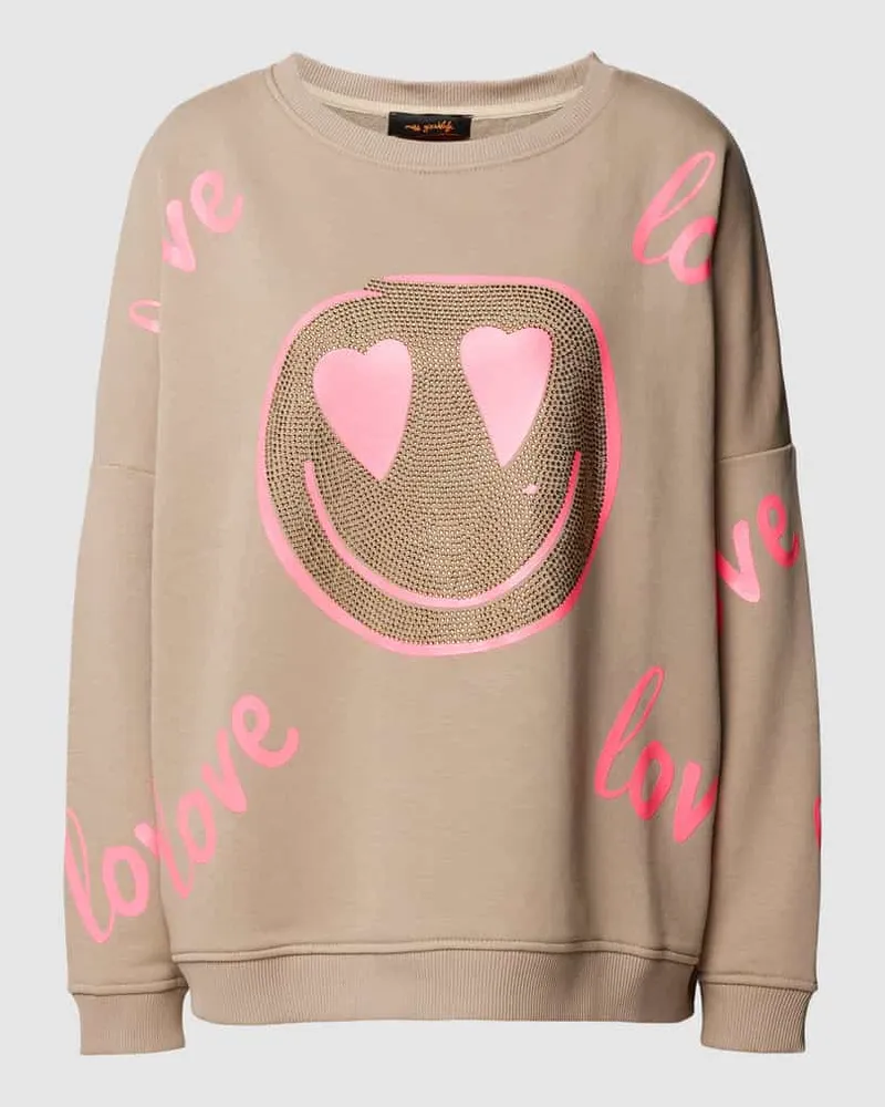 Miss Goodlife Oversized Sweatshirt mit Strasssteinen Modell 'LOVE Sand