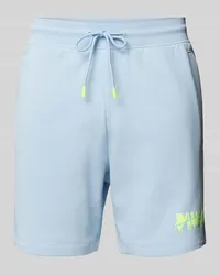 HUGO BOSS Regular Fit Sweatshorts mit Label-Print Modell 'Dapalmi Hellblau