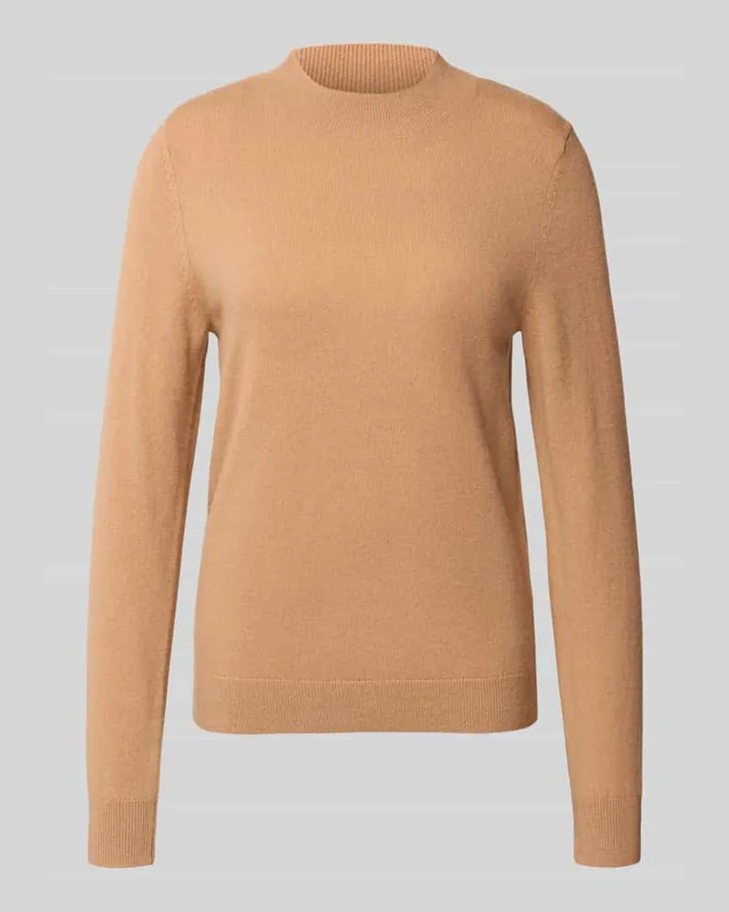 COMMA Strickpullover aus Wolle-Kaschmir-Mix mit Rundhalsausschnitt Camel