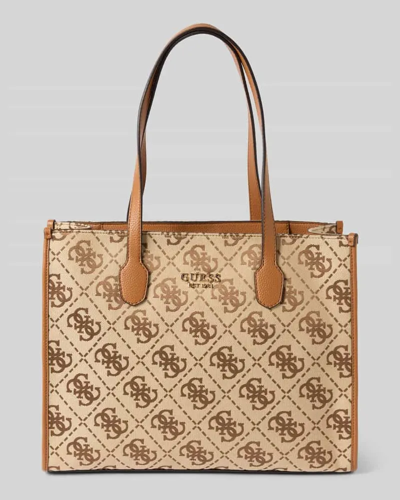 Guess Shopper mit Label-Applikation Modell 'SILVANA GIRLFRIEND TOTE Taupe