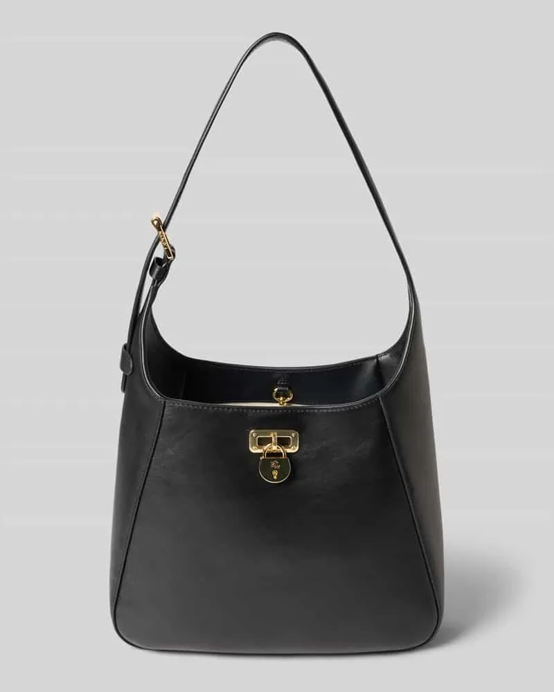 Ralph Lauren Lederhandtasche mit Label-Applikation Modell 'TANNER Black