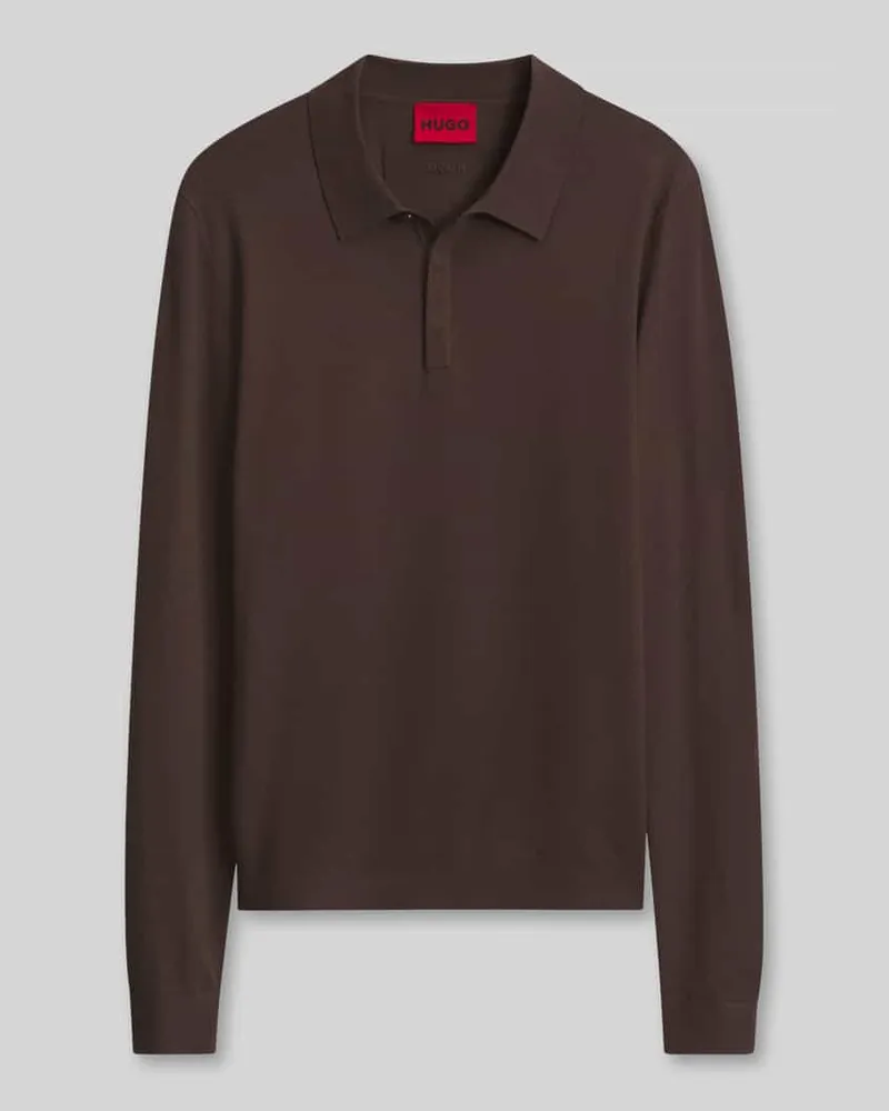 HUGO BOSS Regular Fit Poloshirt mit Feinstrickstruktur aus Viskosemix Dunkelrot
