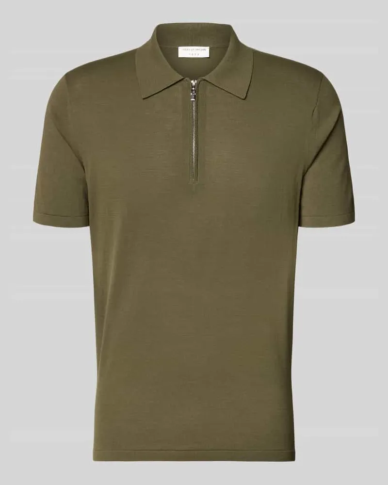 Tiger of Sweden Regular Fit Poloshirt mit kurzem Reißverschluss Modell 'ORBIT Schlamm