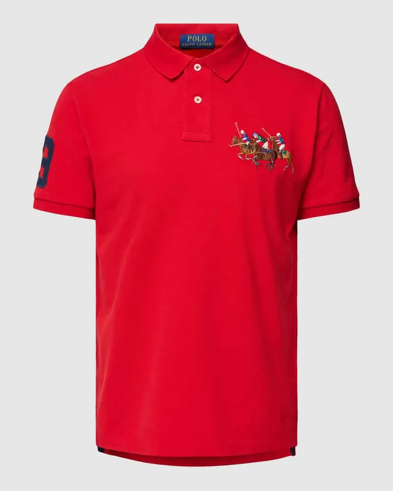 Ralph Lauren Custom Slim Fit Poloshirt mit Motiv-Stitching Rot