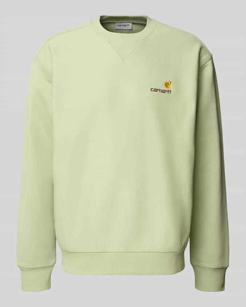 Carhartt WIP Sweatshirt mit Rundhalsausschnitt und Label-Stitching Hellgruen