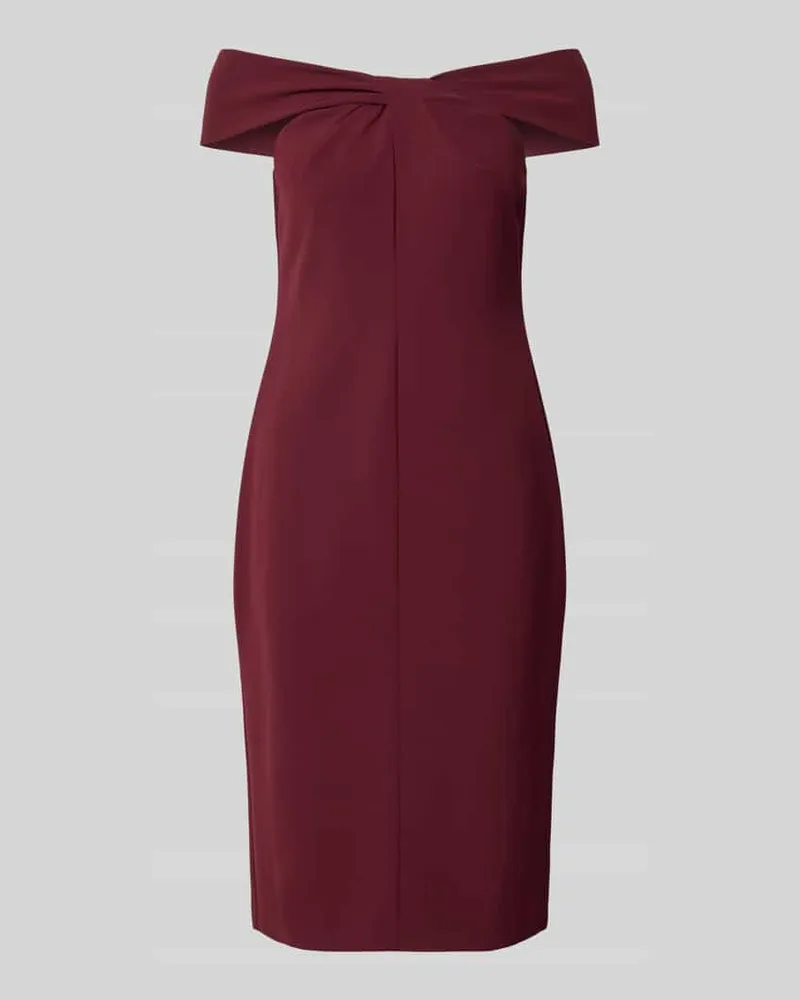 Ralph Lauren Knielanges Cocktailkleid mit Knoten-Detail Modell 'TAKOTA Bordeaux