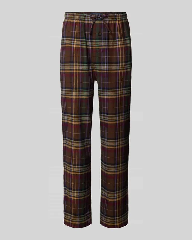 Ralph Lauren Comfort Fit Pyjama-Hose aus reiner Baumwolle Dunkelbraun