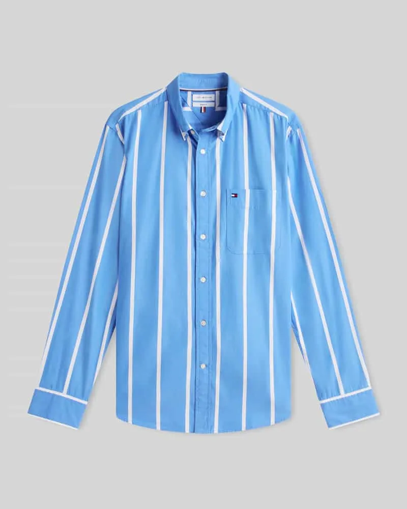Tommy Hilfiger Regular Fit Freizeithemd aus reiner Baumwolle Bleu