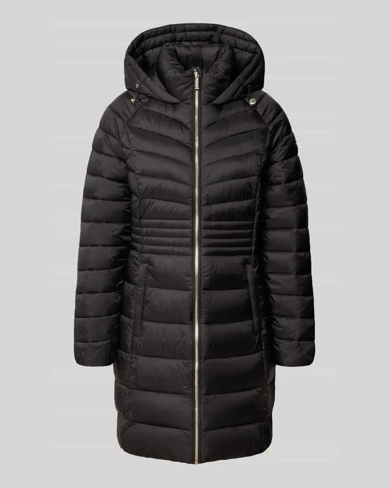 Michael Kors Steppmantel mit Reißverschlusstaschen und Kapuze Black