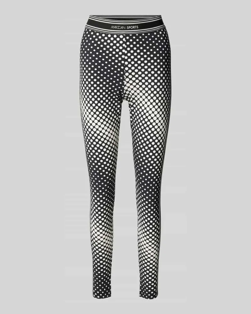 Marc Cain Skinny Fit Leggings mit elastischem Label-Bund Black