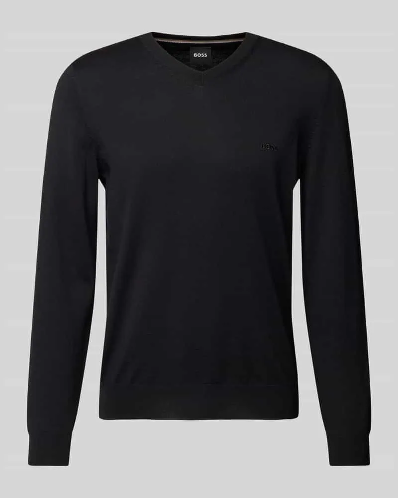 HUGO BOSS Strickpullover aus Schurwolle Modell 'Baram Black