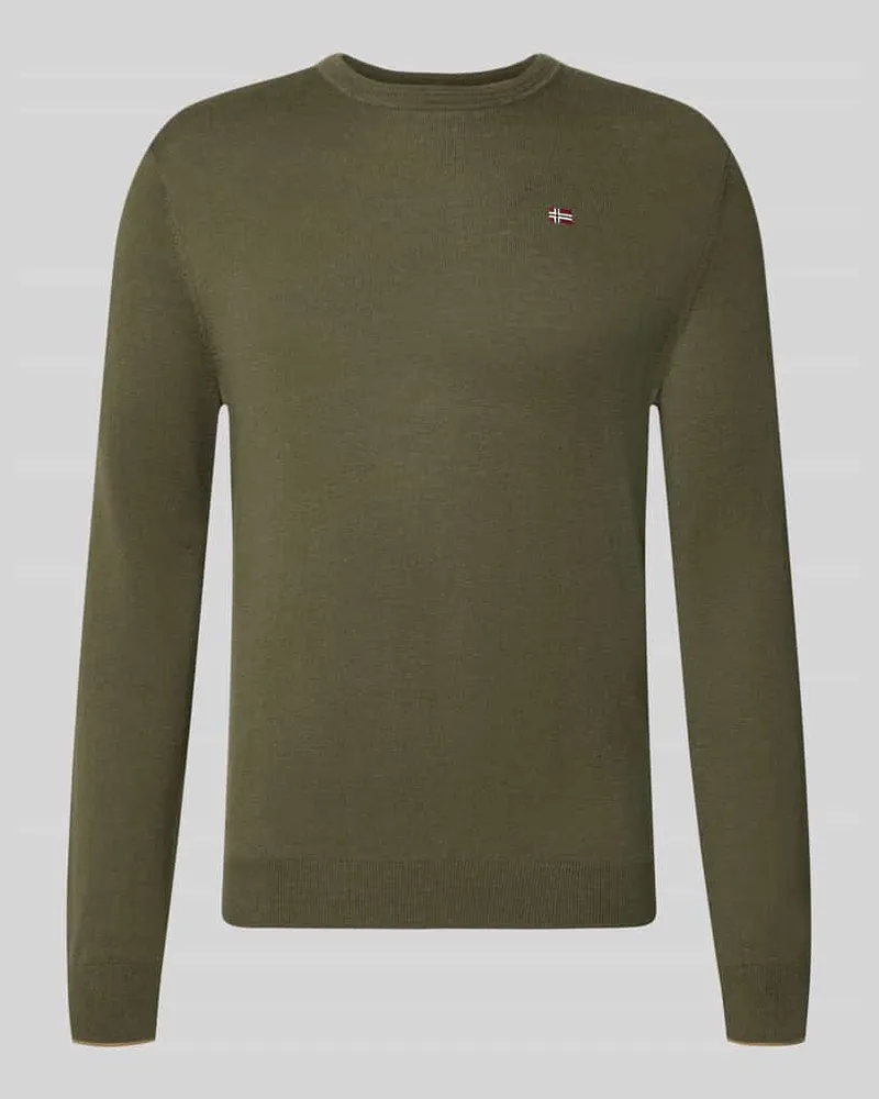 Napapijri Slim Fit Strickpullover aus reiner Wolle Modell 'DAMAVAND Khaki