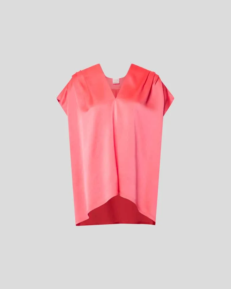 forte_forte Seidenbluse mit V-Ausschnitt Hellrot