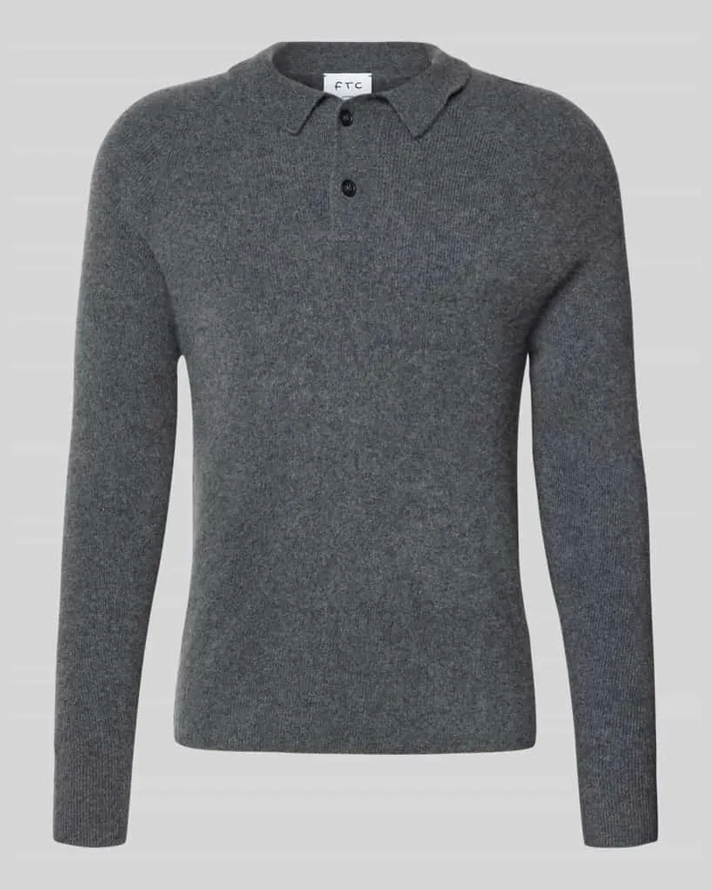 FTC Cashmere Kaschmirpullover mit Kentkragen Anthrazit