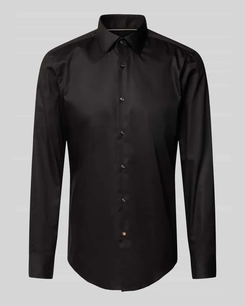 HUGO BOSS Slim Fit Business-Hemd mit Kentkragen Modell 'Hank Kent Black