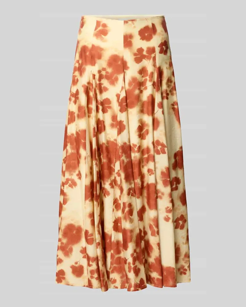 JAKE*S Maxirock aus Viskose-Mix mit floralem Allover-Print Orange