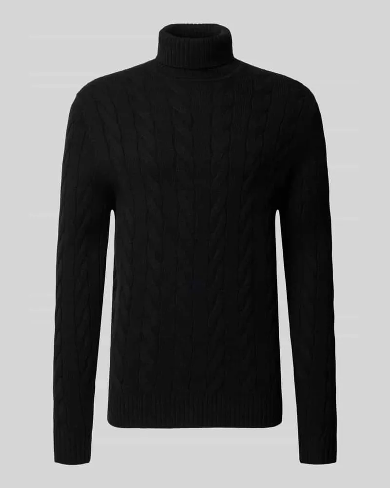 Christian Berg Slim Fit Strickpullover mit Zopfmuster Black
