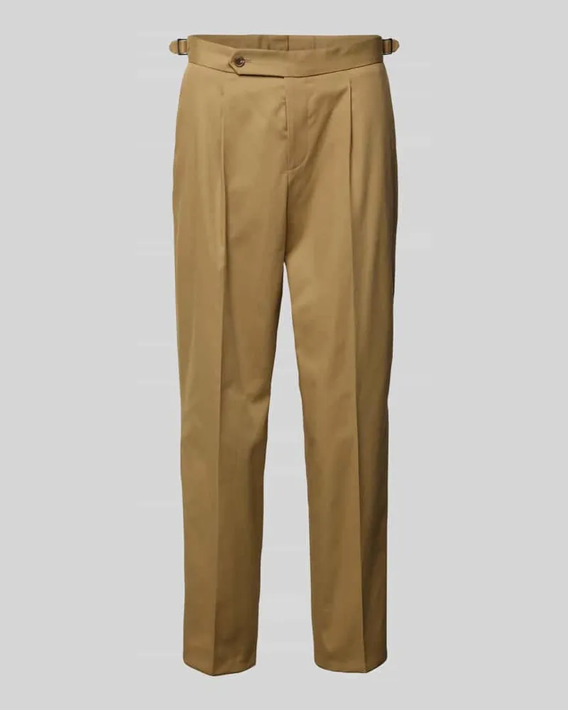HUGO BOSS Tapered Bundfaltenhose aus Baumwoll-Mix Modell 'PERINO Beige