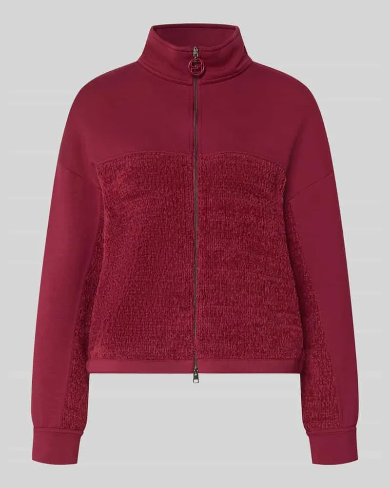 Marc Cain Regular Fit Sweatjacke mit Strickbesatz Kirsche