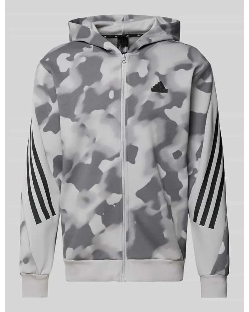 adidas Sweatjacke mit Label-Patch Hellgrau