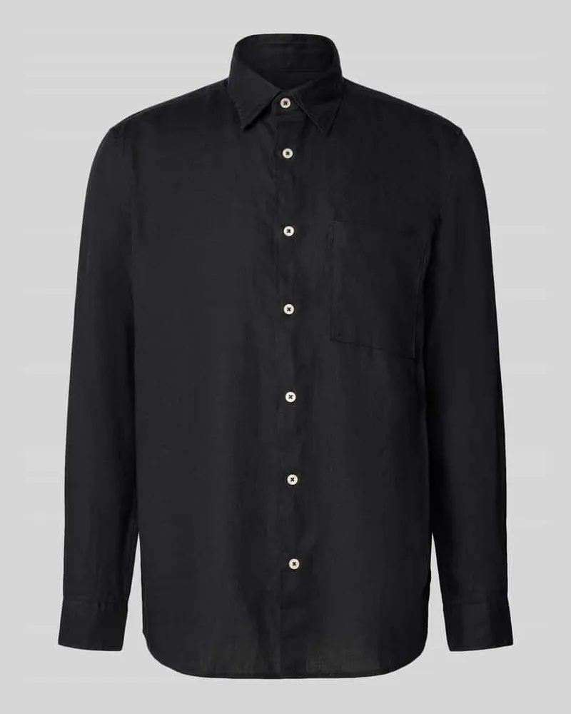 Marc O'Polo Regular Fit Freizeithemd aus reinem Leinen Black